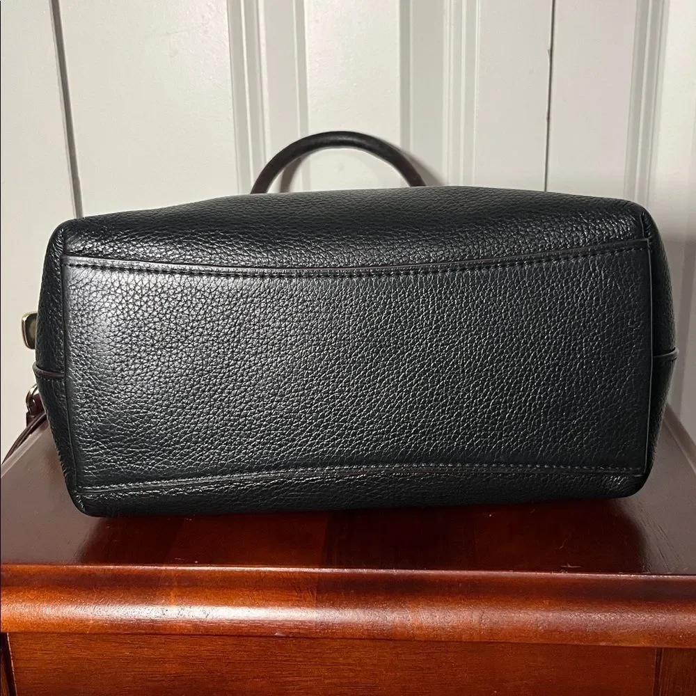 Coach Exotic Mini Emma Satchel Top Handle Python Accent Black Brown Leather Bag